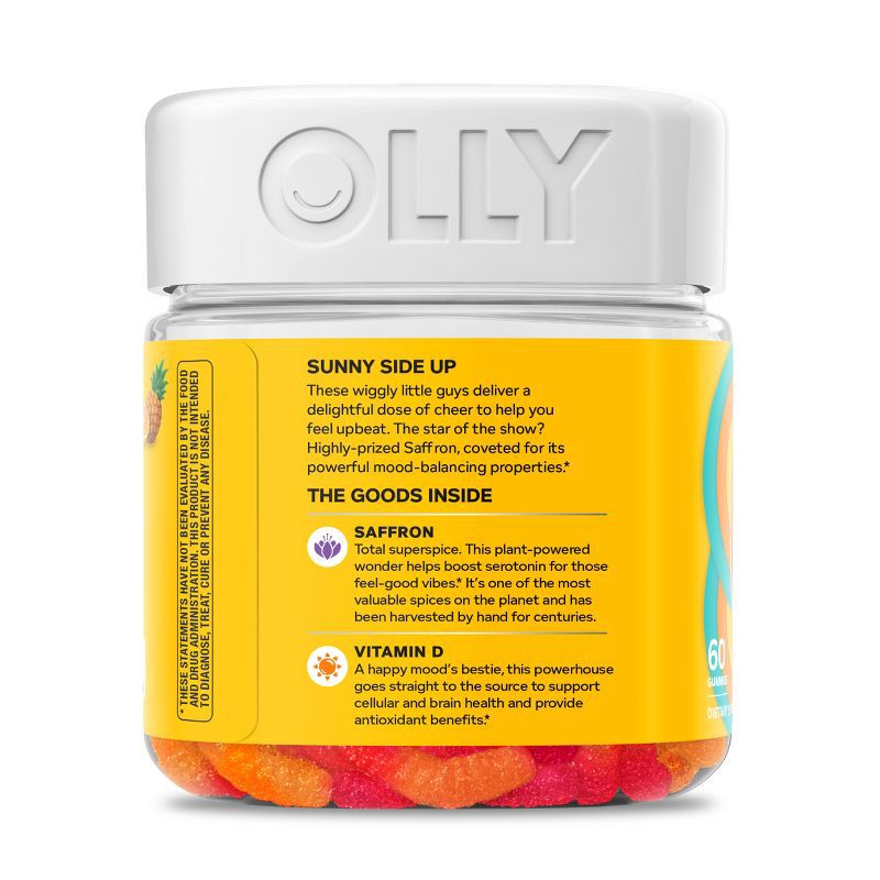 slide 6 of 6, OLLY Hello Happy Gummy Worm Supplements with Vitamin D and Saffron - 60ct, 60 ct