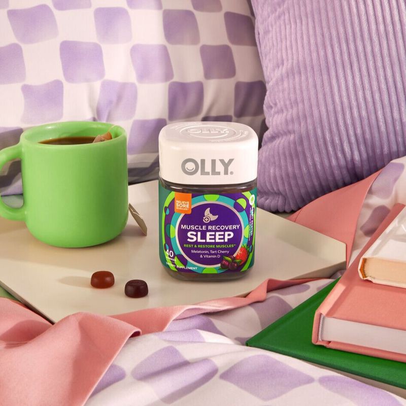 slide 2 of 10, OLLY Muscle Recovery Sleep Gummies with Melatonin, Tart Cherry & Vitamin D - Berry - 40ct, 40 ct