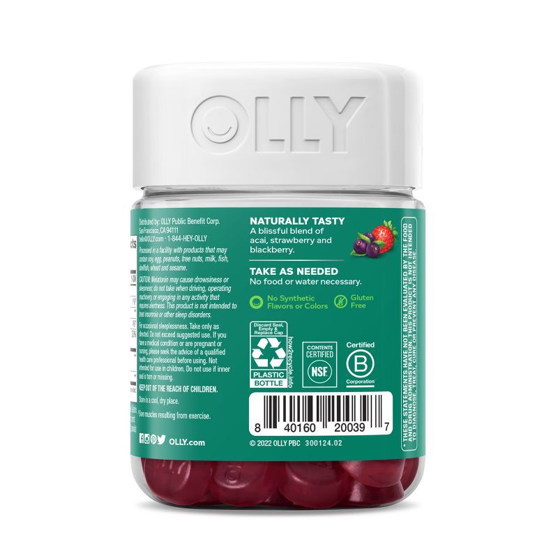 slide 5 of 7, OLLY Muscle Recovery Sleep Gummies with Melatonin, Tart Cherry & Vitamin D - Berry - 40ct, 40 ct