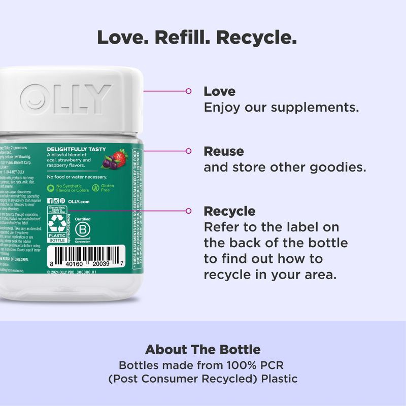 slide 5 of 10, OLLY Muscle Recovery Sleep Gummies with Melatonin, Tart Cherry & Vitamin D - Berry - 40ct, 40 ct