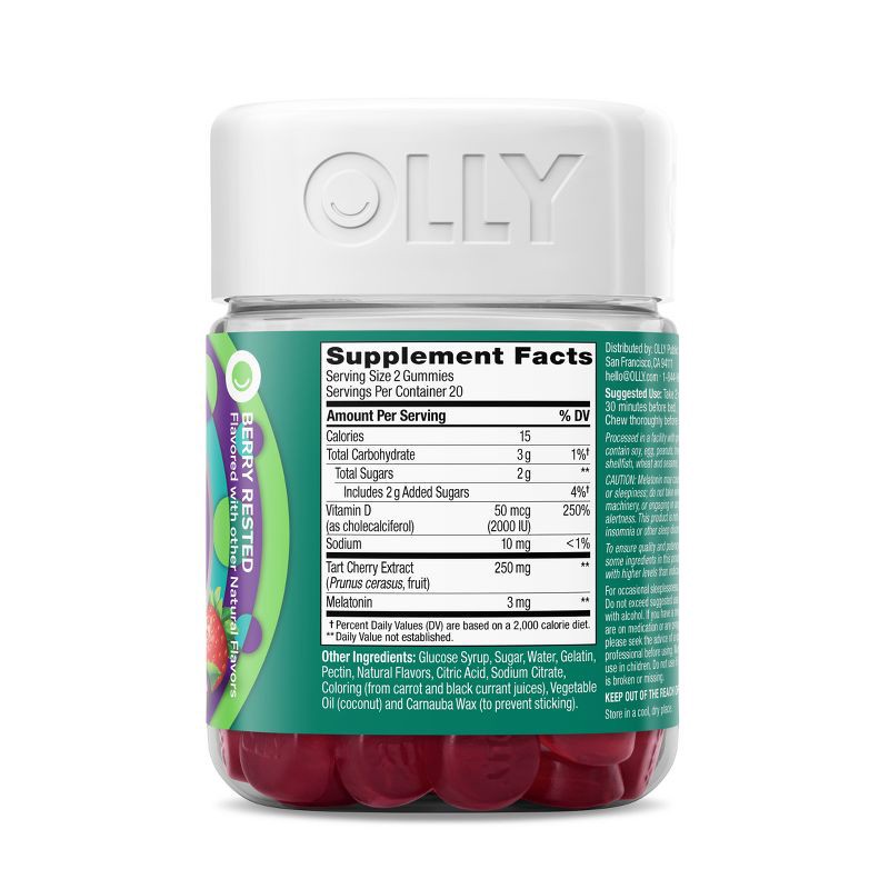 slide 6 of 10, OLLY Muscle Recovery Sleep Gummies with Melatonin, Tart Cherry & Vitamin D - Berry - 40ct, 40 ct