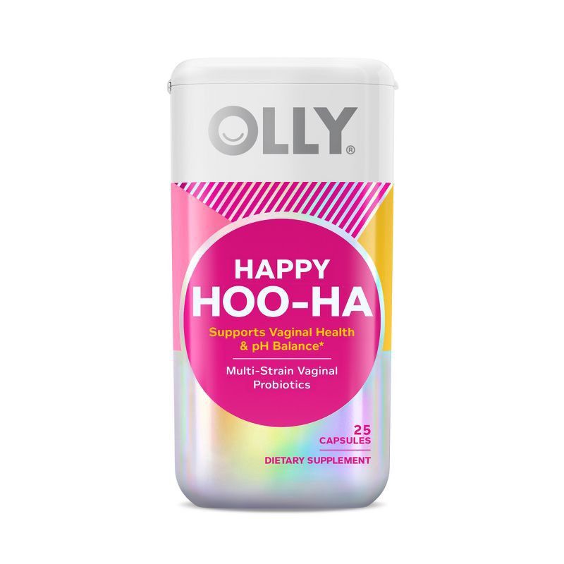 slide 1 of 9, OLLY Happy Hoo-Ha Probiotic Capsules for Women Supports, Vaginal Health and pH Balance - 25ct, 25 ct