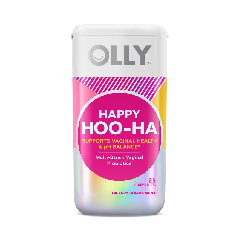 slide 1 of 7, OLLY Happy Hoo-Ha Probiotic Capsules for Women Supports, Vaginal Health and pH Balance - 25ct, 25 ct