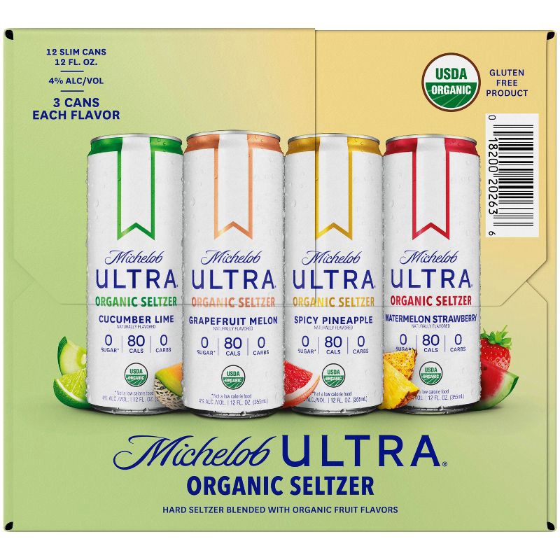 slide 2 of 9, Michelob Ultra Organic Seltzer Michelob Ultra Organic Hard Seltzer First Edition Variety Pack - 12pk/12 fl oz Sliim Cans, 12 ct; 12 fl oz