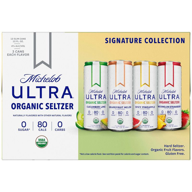 slide 3 of 9, Michelob Ultra Organic Seltzer Michelob Ultra Organic Hard Seltzer First Edition Variety Pack - 12pk/12 fl oz Sliim Cans, 12 ct; 12 fl oz