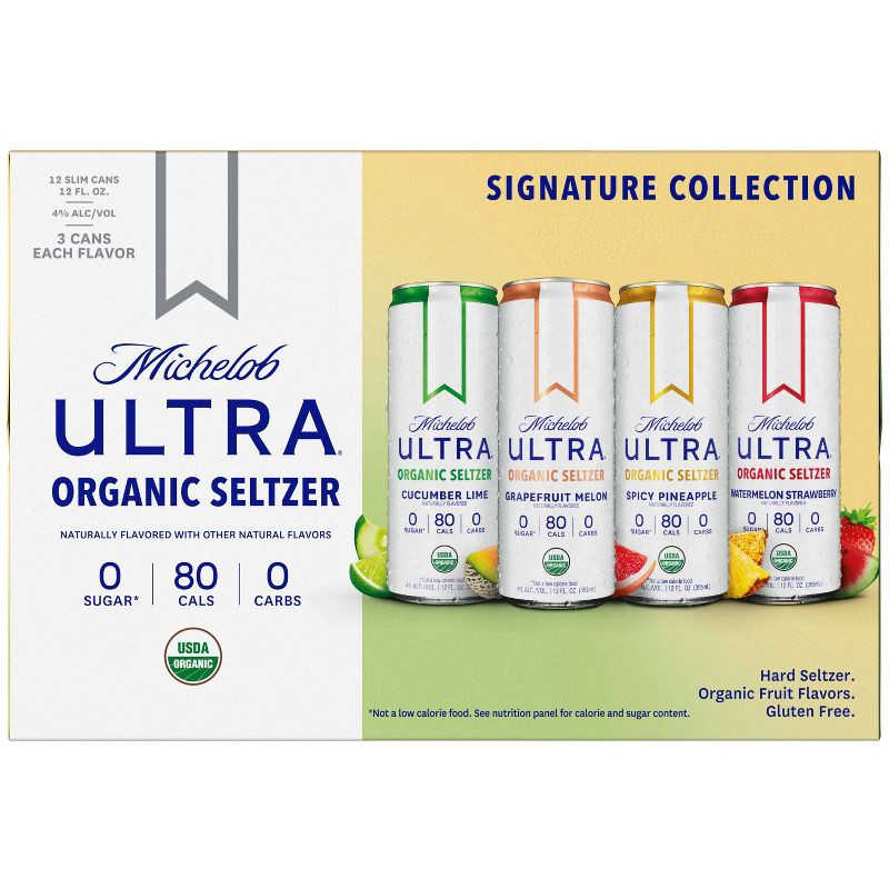 slide 4 of 9, Michelob Ultra Organic Seltzer Michelob Ultra Organic Hard Seltzer First Edition Variety Pack - 12pk/12 fl oz Sliim Cans, 12 ct; 12 fl oz