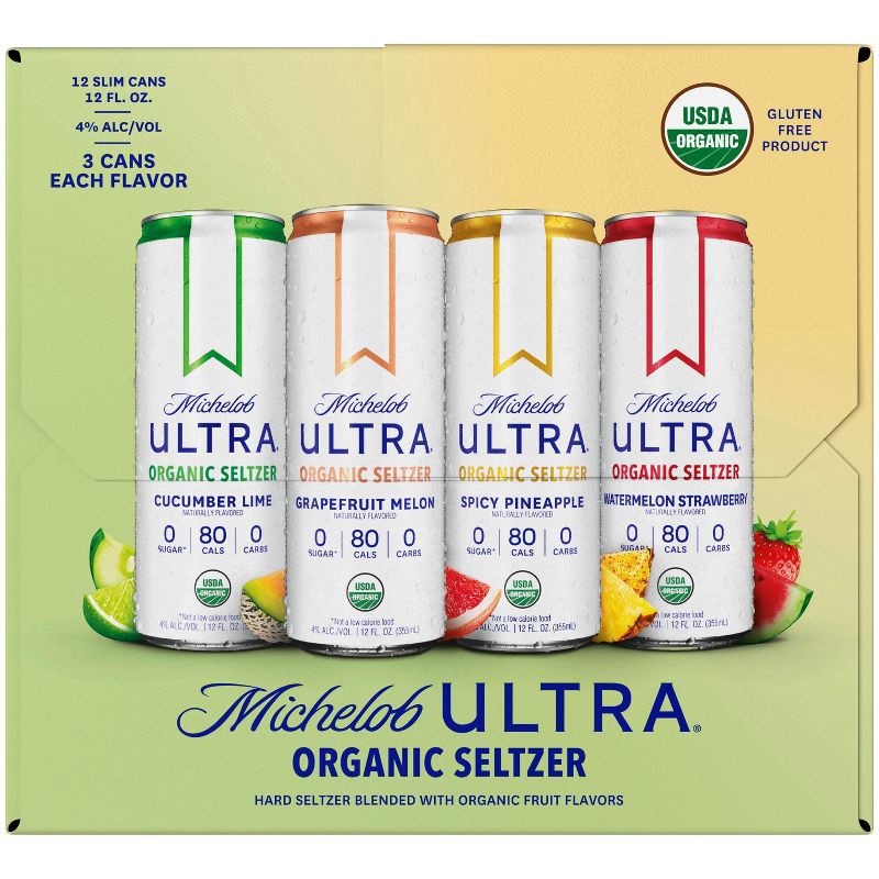 slide 5 of 9, Michelob Ultra Organic Seltzer Michelob Ultra Organic Hard Seltzer First Edition Variety Pack - 12pk/12 fl oz Sliim Cans, 12 ct; 12 fl oz
