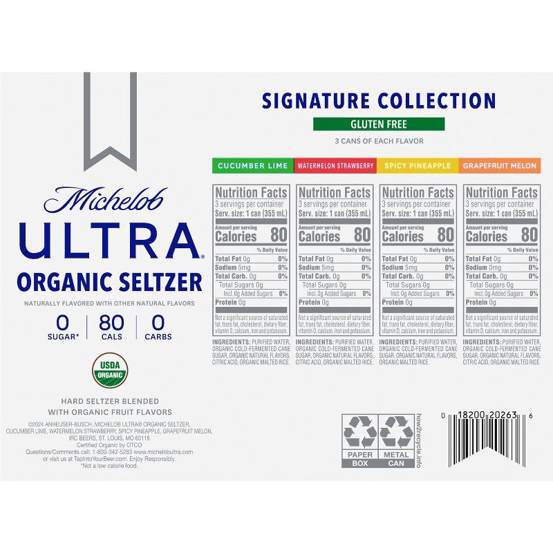 slide 7 of 9, Michelob Ultra Organic Seltzer Michelob Ultra Organic Hard Seltzer First Edition Variety Pack - 12pk/12 fl oz Sliim Cans, 12 ct; 12 fl oz