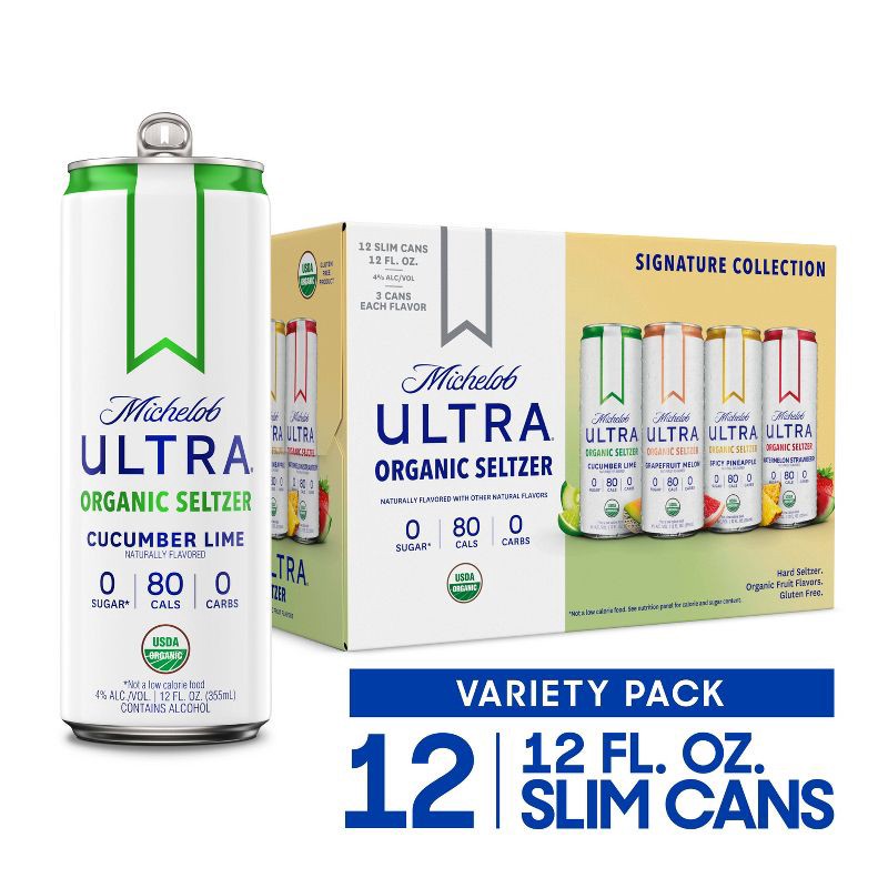 slide 9 of 9, Michelob Ultra Organic Seltzer Michelob Ultra Organic Hard Seltzer First Edition Variety Pack - 12pk/12 fl oz Sliim Cans, 12 ct; 12 fl oz