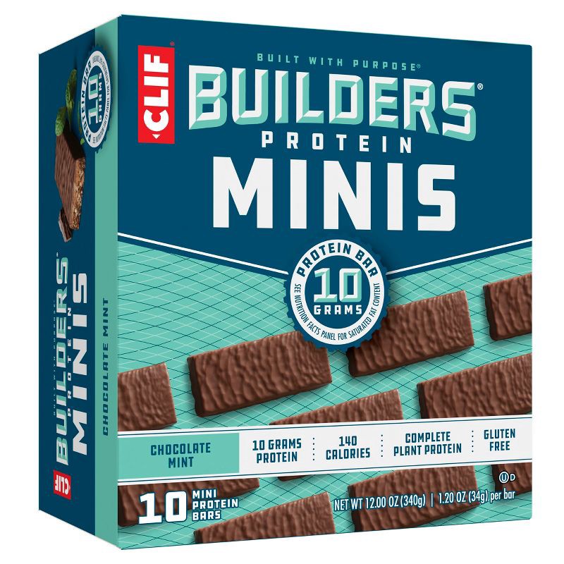 slide 1 of 1, CLIF Builder's Chocolate Mint Mini Bars - 10pk, 10 ct