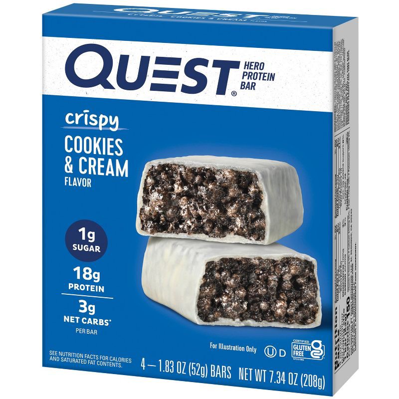 slide 3 of 7, Quest Nutrition 18g Crispy Hero Protein Bar - Cookies & Cream - 4ct, 18 gram, 4 ct