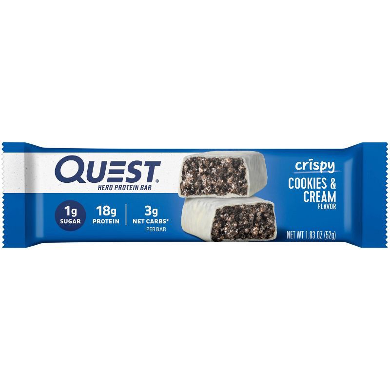 slide 4 of 7, Quest Nutrition 18g Crispy Hero Protein Bar - Cookies & Cream - 4ct, 18 gram, 4 ct