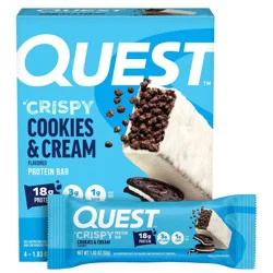 Quest Nutrition Crispy Hero Cookies & Cream Whey Protein Bars - 18g Protein - 4ct