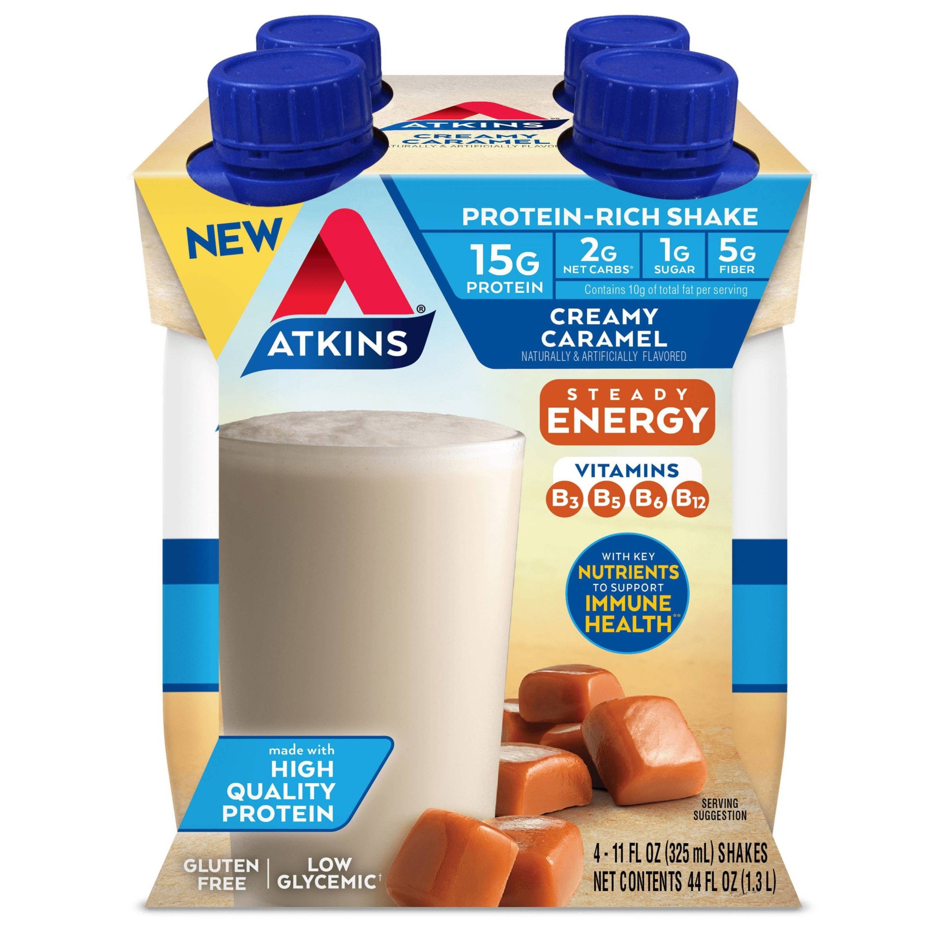 slide 1 of 5, Atkins Ready to Drink Energy Shake - Creamy Caramel, 4 ct