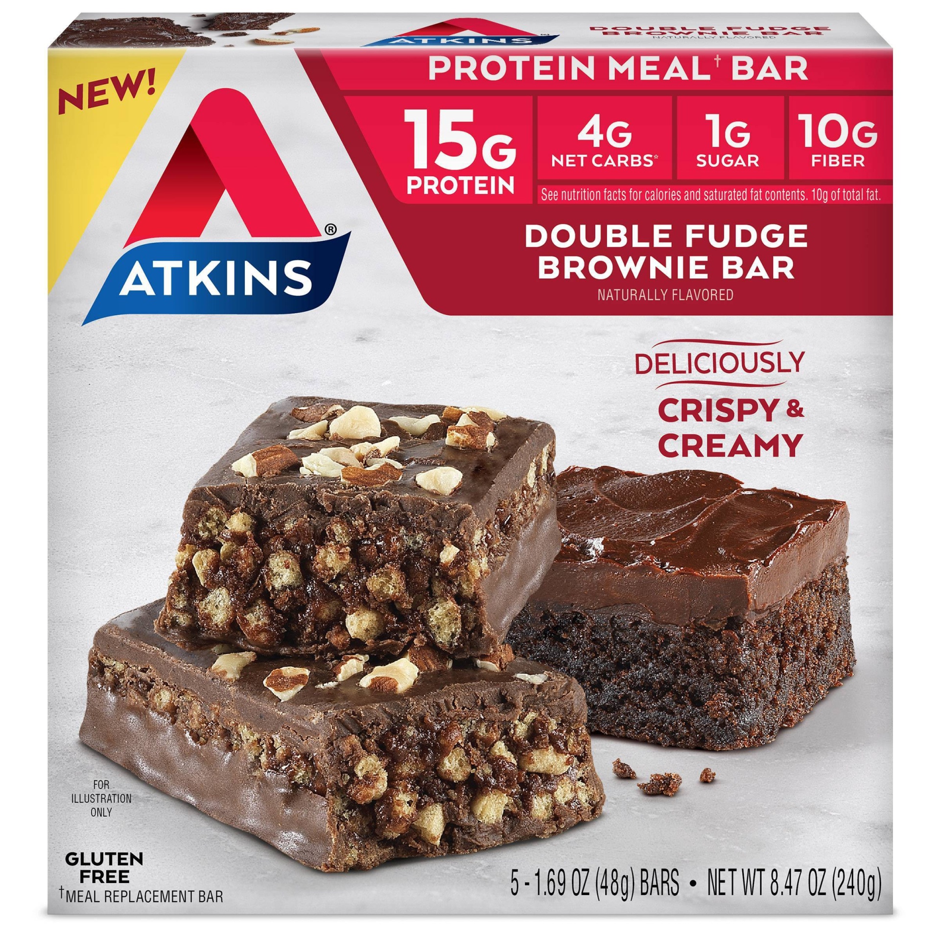 slide 1 of 5, Atkins Protein Bar Meal - Double Fudge Brownie - 5pk, 5 ct