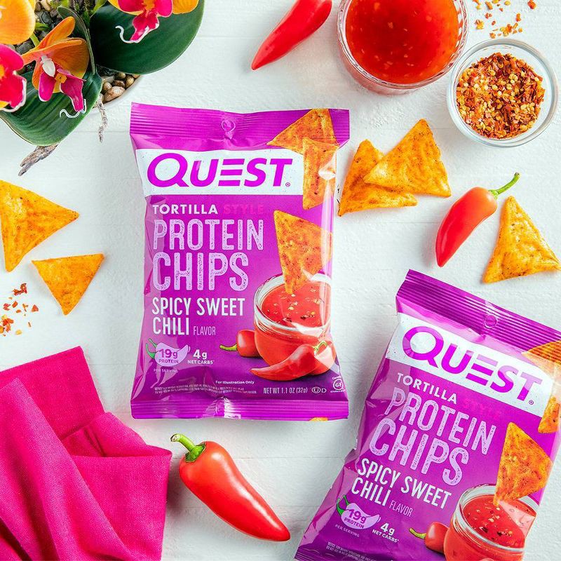 slide 4 of 5, Quest Nutrition Tortilla Style Protein Chips - Spicy Sweet Chili - 4pk/1.1oz, 4 ct, 1.1 oz
