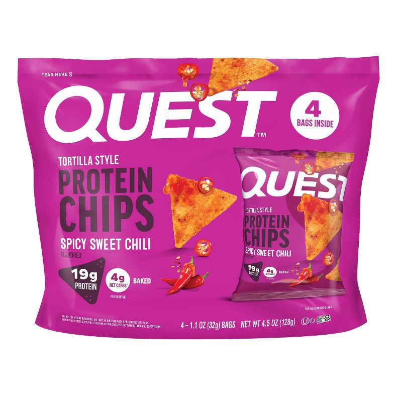 slide 1 of 5, Quest Nutrition Tortilla Style Protein Chips - Spicy Sweet Chili - 4pk/1.1oz, 4 ct, 1.1 oz