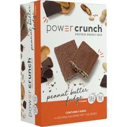 Power Crunch Peanut Butter Fudge Wafer Whey Protein Energy Bars - 13g Protein - 5ct