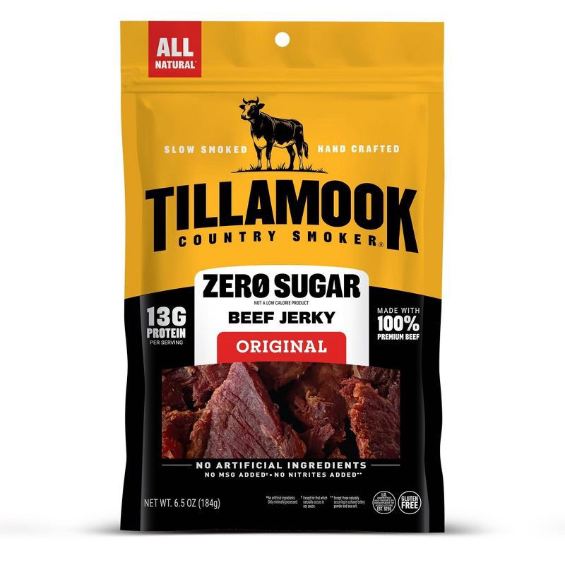 slide 1 of 8, Tillamook Country Smoker Zero Sugar Original Beef Jerky - 13g Protein - 6.5oz, 13 gram, 6.5 oz