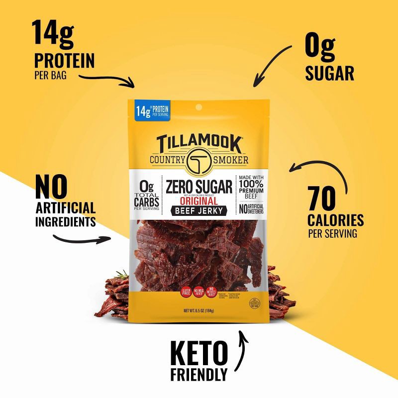 slide 5 of 5, Tillamook Country Smoker Zero Sugar Original Beef Jerky - 6.5oz, 6.5 oz