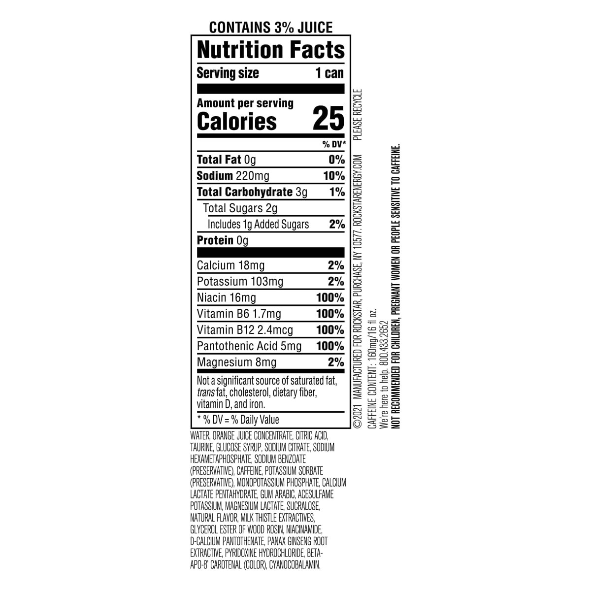 slide 2 of 2, Rockstar Recovery Energy Drink Orangeade 16 Fl Oz, 16 fl oz