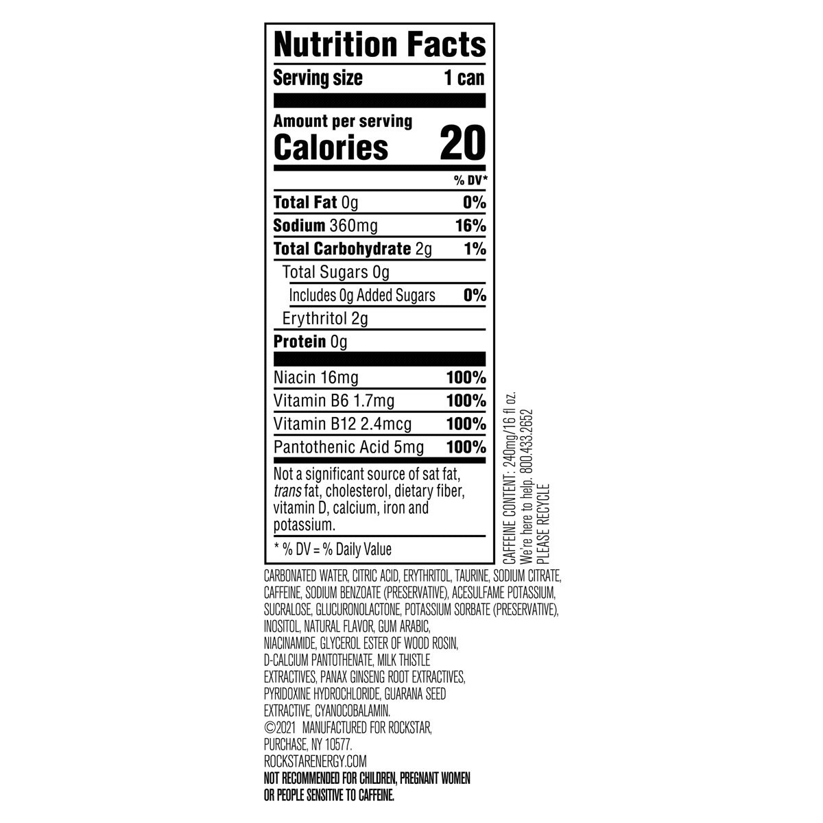 slide 2 of 2, Rockstar Energy Drink, Sugar Free, Silver Ice, 16 fl oz