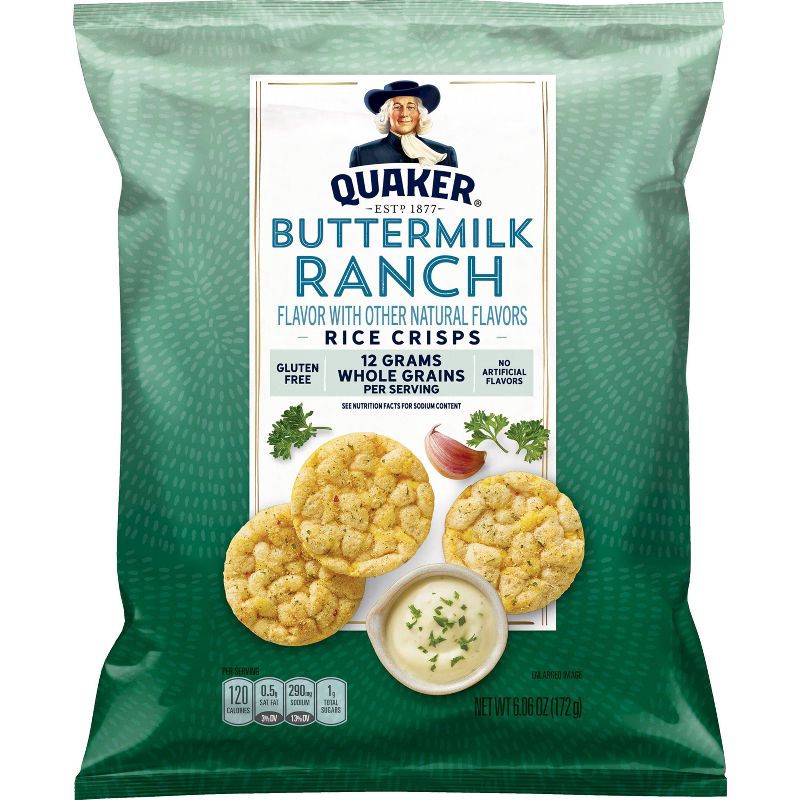 slide 1 of 5, Quaker Buttermilk Ranch Gluten Free Popped Rice Crisps - 6.06oz, 6.06 oz