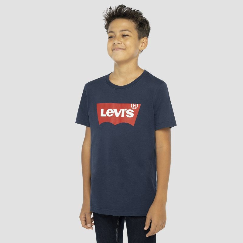slide 4 of 5, Levi's Boys' Batwing Logo Short Sleeve T-Shirt - Dress Blues 4, 1 ct