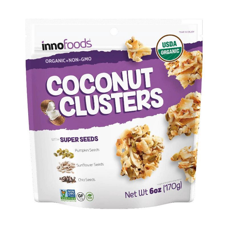 slide 1 of 3, innofoods Inno Foods Organic Coconut Clusters with Super Seeds - 6oz, 6 oz