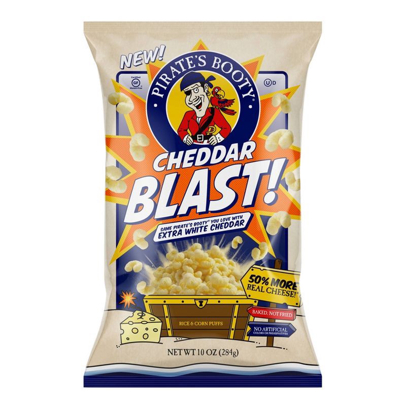 slide 1 of 4, Pirate's Booty Cheddar Blast Extra White Cheddar Cheese Puffs - 10oz, 10 oz