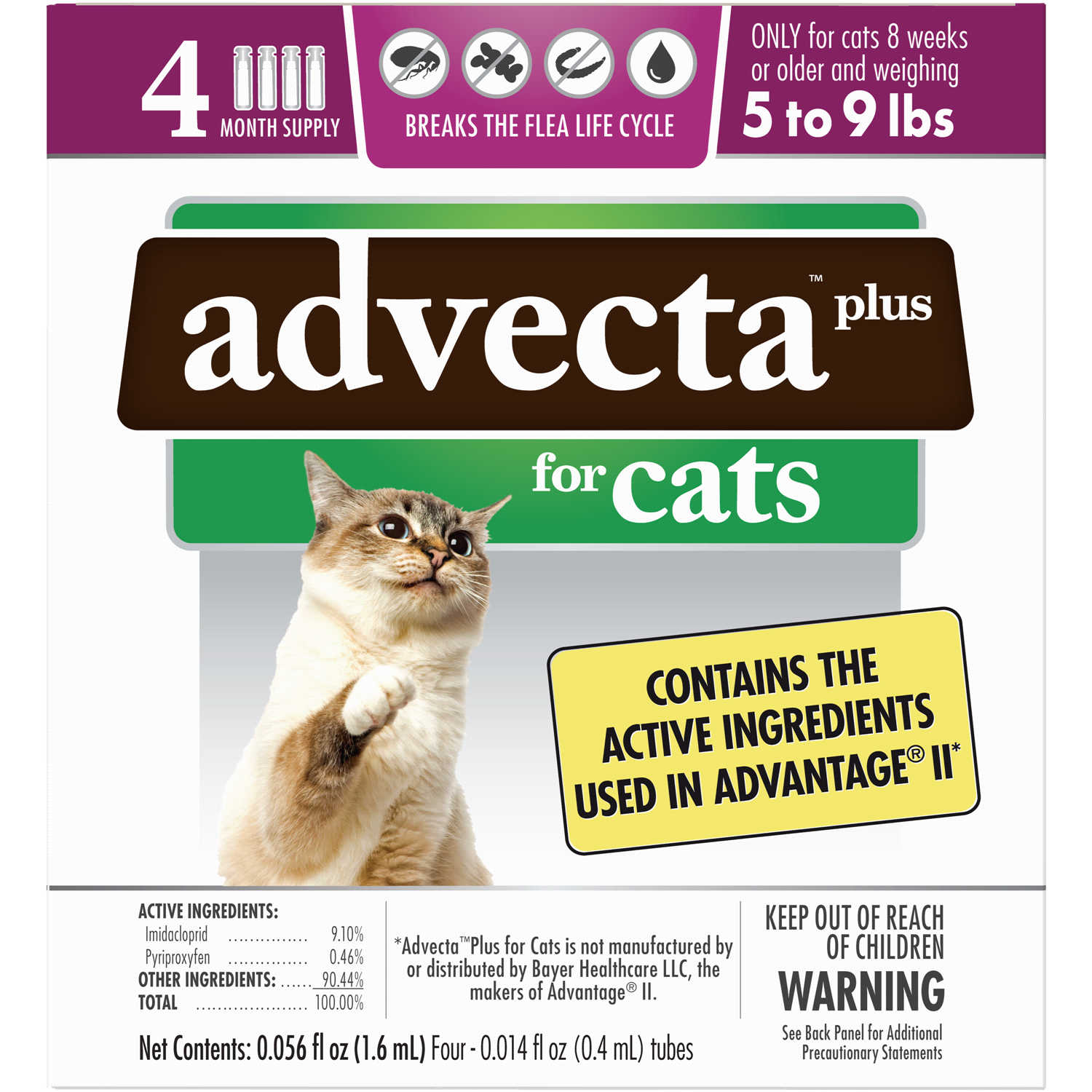 slide 1 of 2, ADVECTA Plus Flea Protection for Small Cats 4 Count, 4 ct