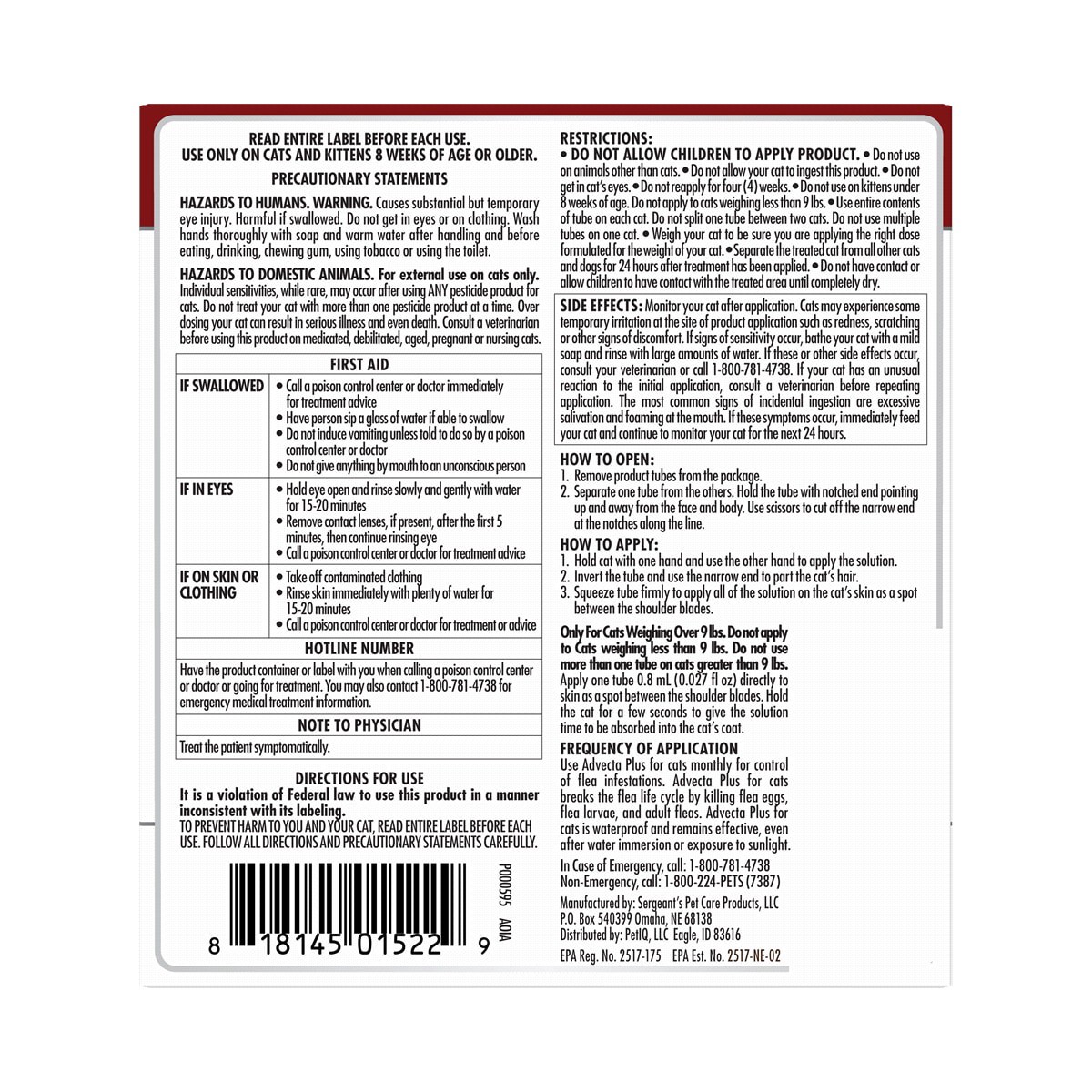 slide 2 of 2, Advecta Plus Flea Protection for Large Cats, 4 ct