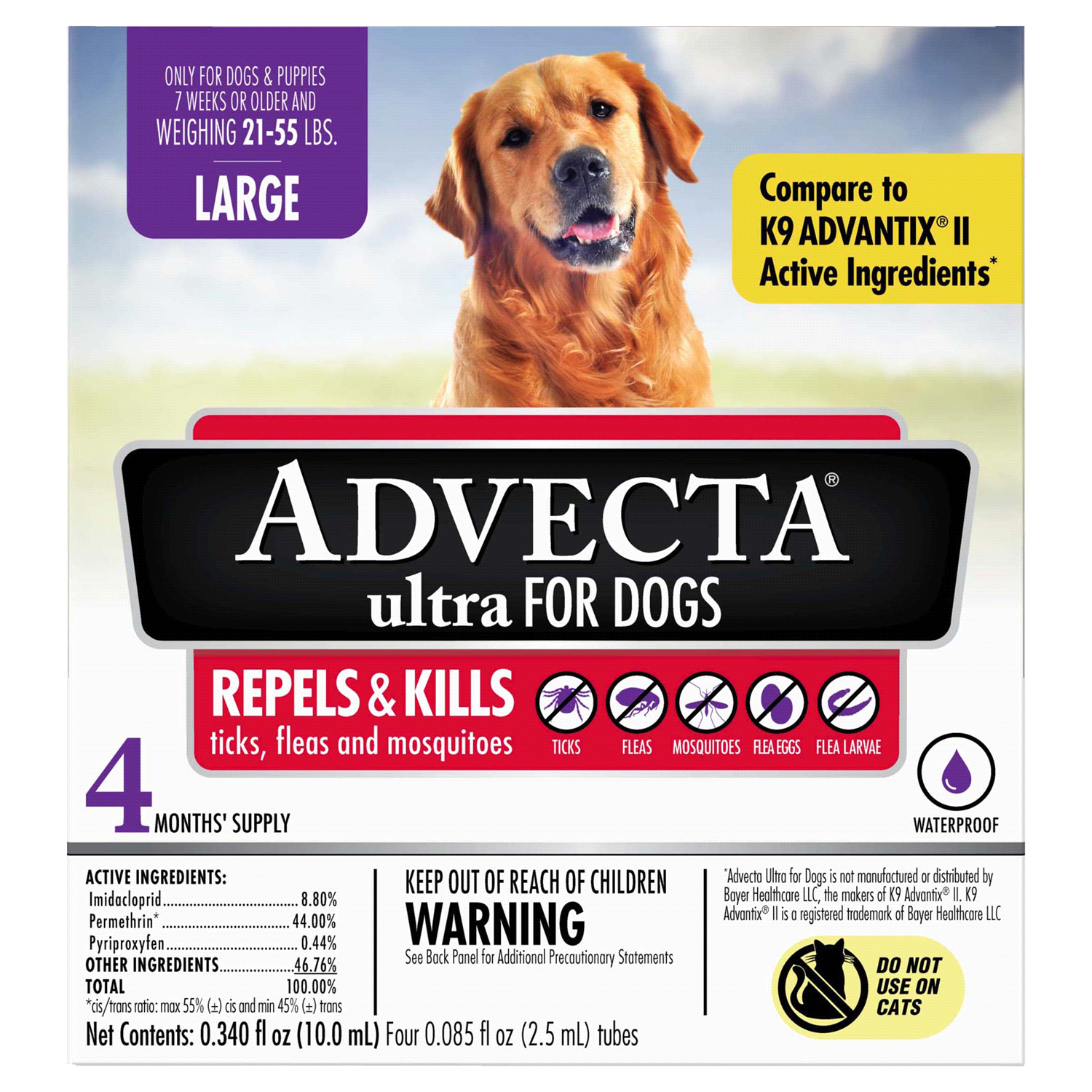 slide 1 of 2, ADVECTA Ultra Flea and Tick Protection for Large Dogs 4 Count, 4 ct