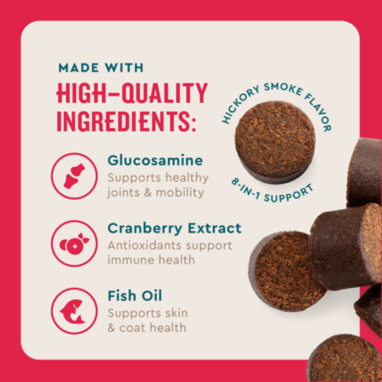 slide 4 of 6, VETIQ Multi Benefit 5in1 Dog Chew 60ct, 60 ct