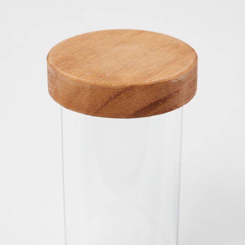 slide 3 of 3, 4fl oz Glass Round Spice Jar with Wood Lid - Threshold™: Traditional Clear Condiment Server, Hand Wash, 4 fl oz