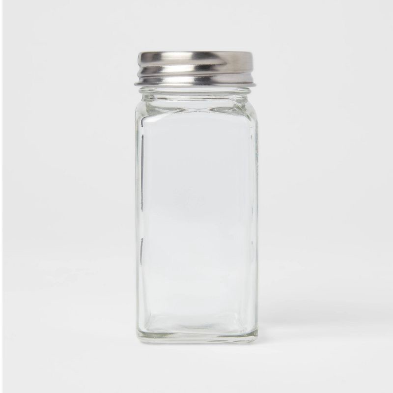 slide 1 of 3, 3.5oz Glass Square Spice Jar - Threshold™: Traditional Clear Seasoning Bottle, Hand Wash, 4.13" Height, 3.5 oz
