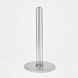 Nickel Paper Towel Holder - Threshold™: Freestanding Iron Kitchen Holder, Silver, 13" Height, 6.75" Width, 0.8 lbs