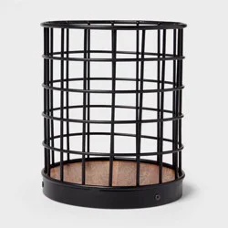 Iron and Mangowood Wire Utensil Holder Black - Threshold™: Kitchen Utensil Caddy, Silverware Storage, 6.6" Height