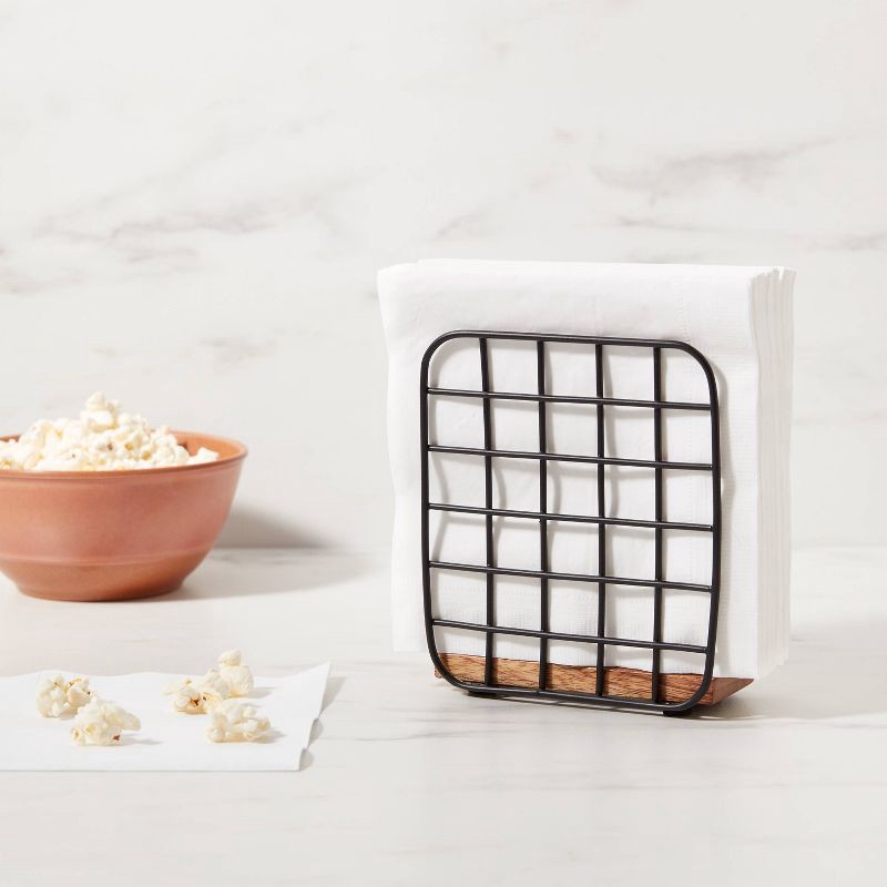 Iron and Mangowood Wire Napkin Holder Black Threshold 1 ct Shipt