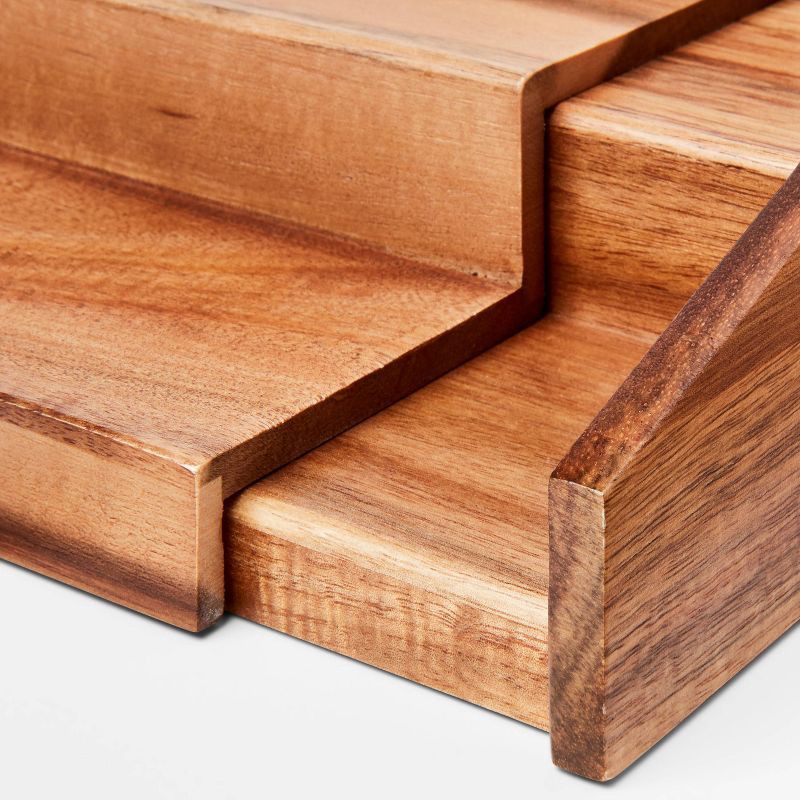 slide 3 of 3, Wood 3-Tier Expandable Spice Rack - Threshold™: Freestanding Organizer, Light Brown, Kitchen Shelf, 1 ct