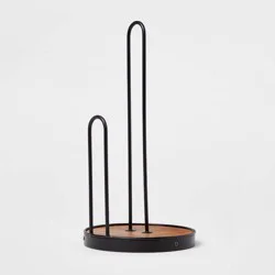 Iron and Mangowood Wire Paper Towel Holder Black - Threshold™: Freestanding Kitchen Napkin Holder
