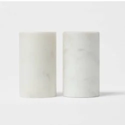 2pc Marble Salt and Pepper Shaker Set - Threshold™: Off-White, Spot Clean, Tableware, 2 Pieces