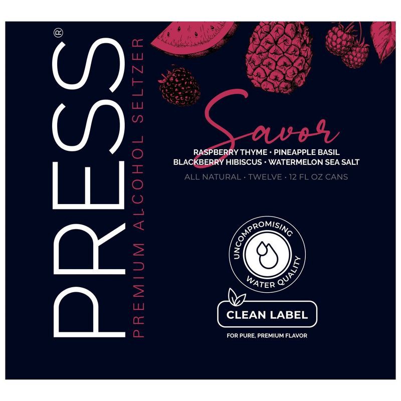 slide 5 of 5, Press Premium Alcohol Hard Seltzer Savor Variety Pack - 12pk/12 fl oz Cans, 12 ct; 12 fl oz