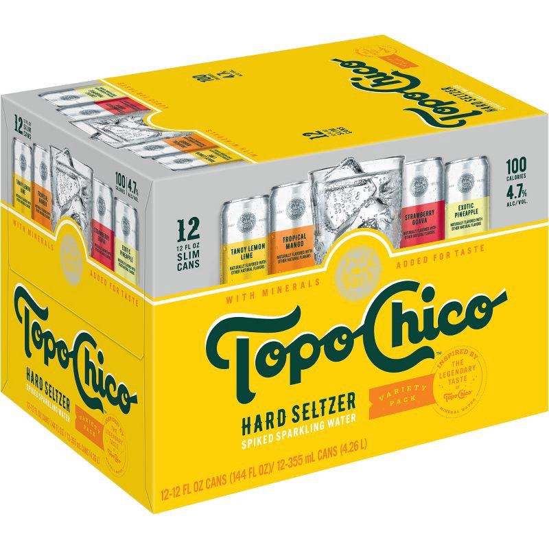 slide 3 of 8, Topo Chico Hard Seltzer Variety Pack - 12pk/12 fl oz Slim Cans, 12 ct; 12 fl oz