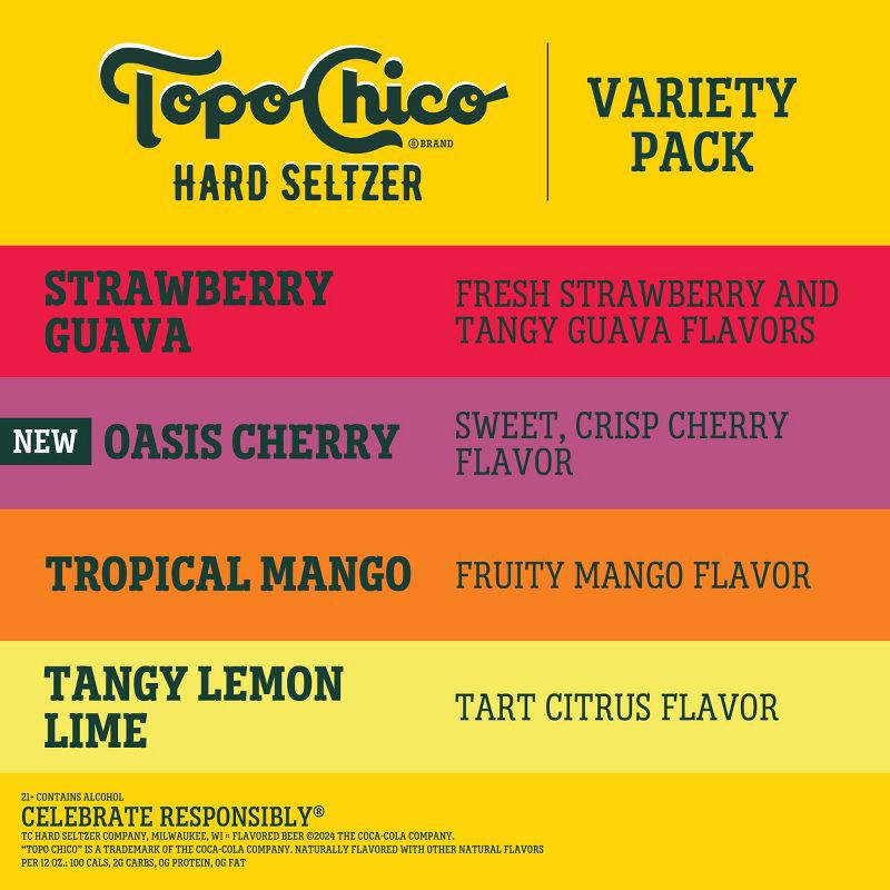 slide 3 of 9, Topo Chico Hard Seltzer Variety Pack - 12pk/12 fl oz Slim Cans, 12 ct; 12 fl oz