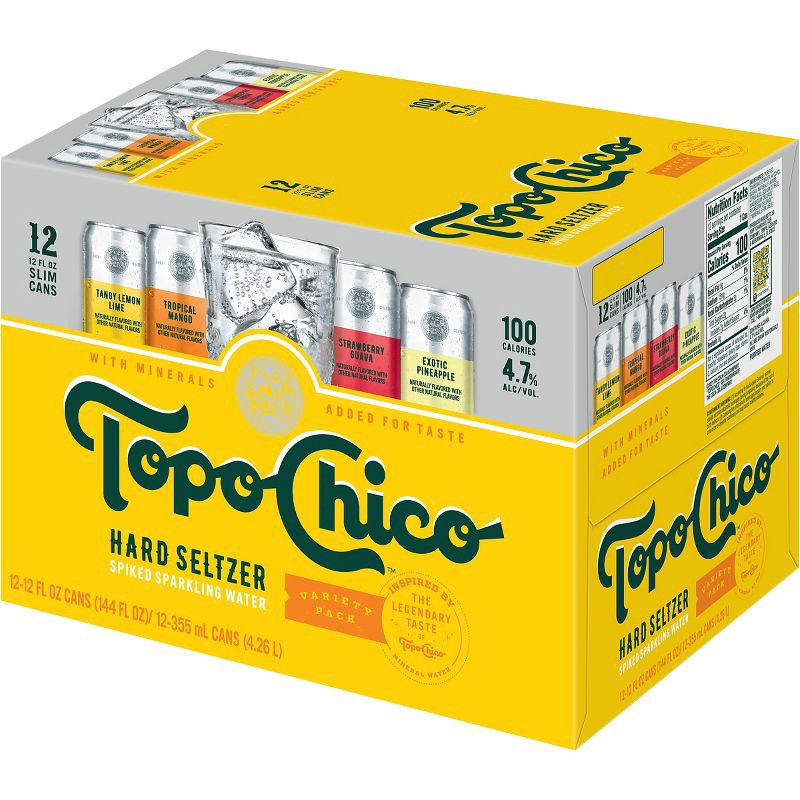 slide 4 of 8, Topo Chico Hard Seltzer Variety Pack - 12pk/12 fl oz Slim Cans, 12 ct; 12 fl oz