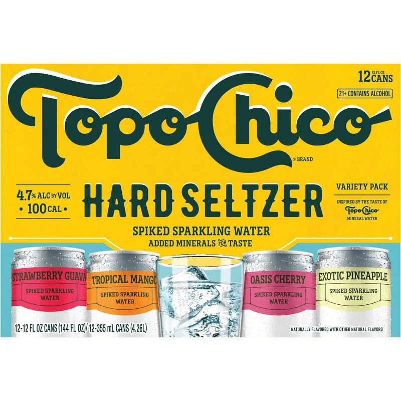 slide 7 of 8, Topo Chico Hard Seltzer Variety Pack - 12pk/12 fl oz Slim Cans, 12 ct; 12 fl oz