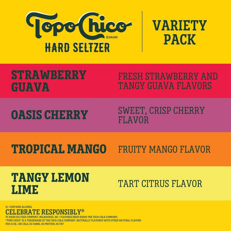 slide 8 of 9, Topo Chico Hard Seltzer Variety Pack - 12pk/12 fl oz Slim Cans, 12 ct; 12 fl oz