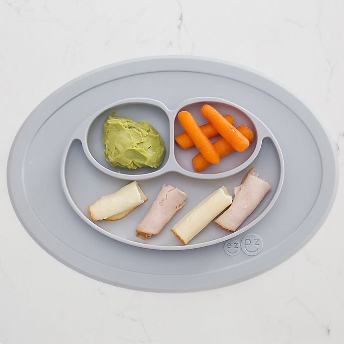 slide 2 of 6, ezpz Mini Happy Mat Placemat - Pewter, 1 ct