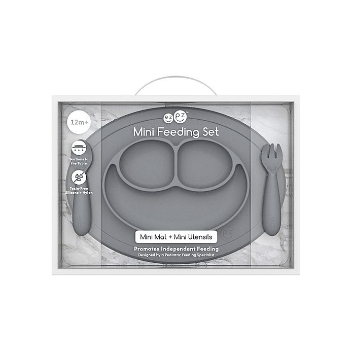 slide 2 of 4, ezpz Mini Feeding Set - Grey, 1 ct